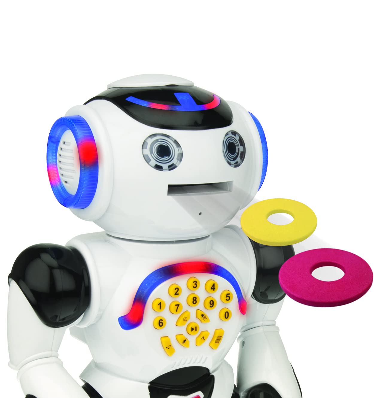 Lexibook Powerman - Educational robot for kids, for learning and playing. Interactive, dances, makes music, quiz games, tells stories, throws discs - ROB50DE.