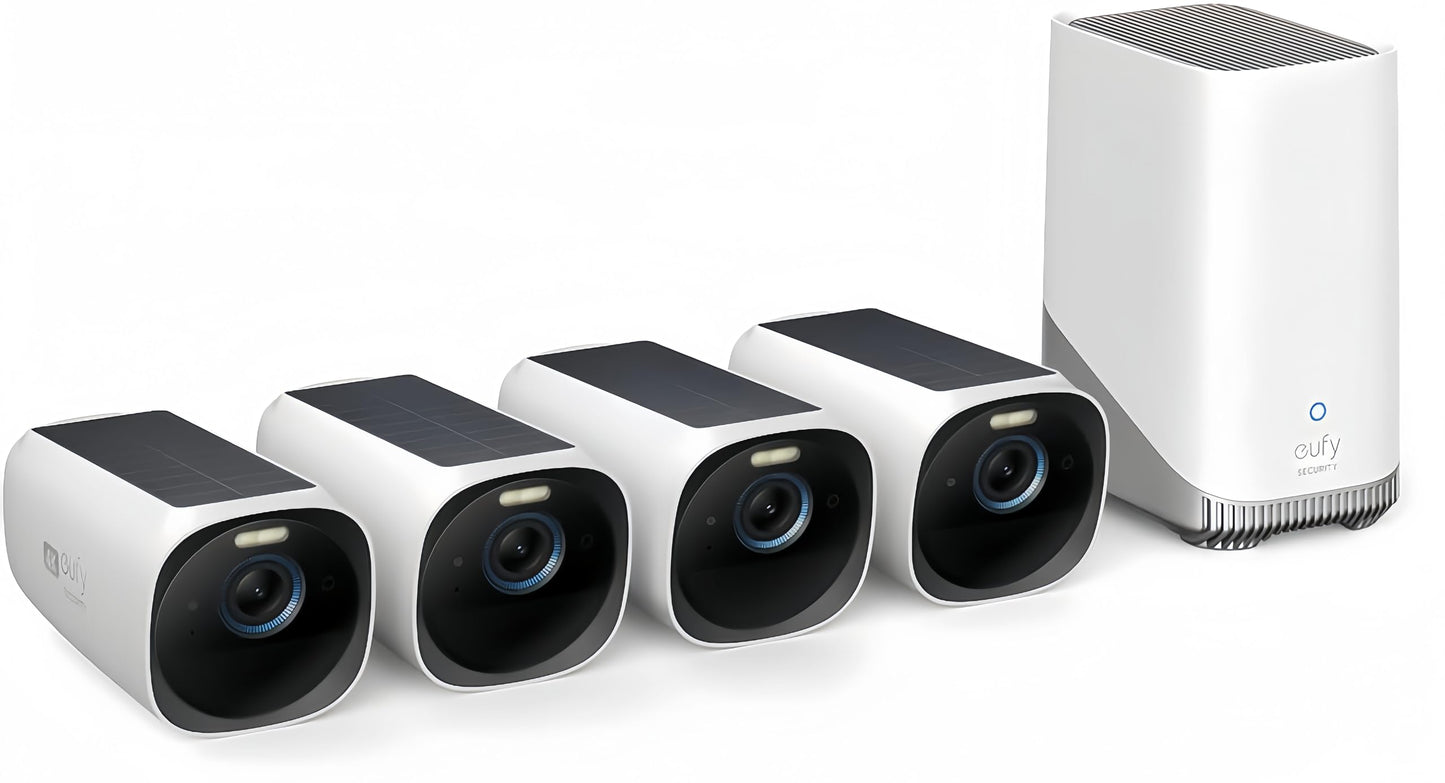 eufy Security S330 eufyCam 3, outdoor surveillance camera, 4K wireless solar camera with 4+1 facial recognition AI, Color Night Vision, Expandable storage up to 16TB, Free Usage