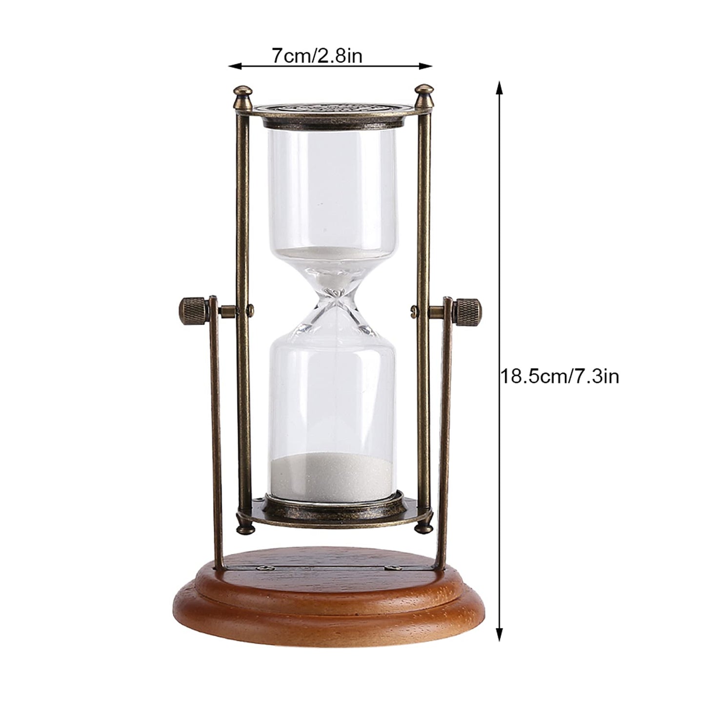 15 minute hourglass, vintage metal 15 minute hourglass, unique hourglass timer with glass for gift home office desk