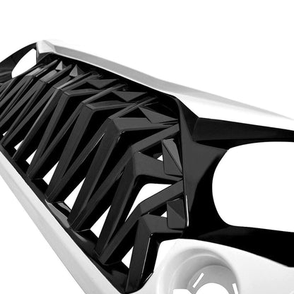 CStern Shark Style Front Grill Grille Grille Ventilation Grille Black-White compatible with JK 2007-2018
