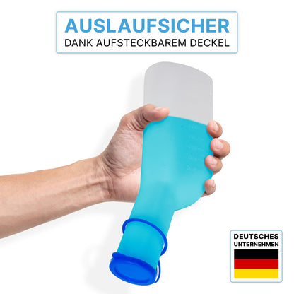 ARNOMED® PP male urinal 1L [WITH HOLDER & BRUSH], portable urinal bottle with screw cap, square-shaped male pee bottle, emergency pee bottle for men, urinal for men, duck urinal