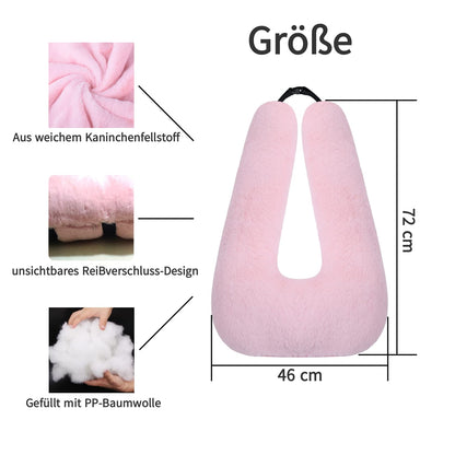 FHSGGP travel pillow child neck pillow car sleeping pillow for long journeys U-shape car safety belt pillow travel pillow for kids artificial rabbit fur pink