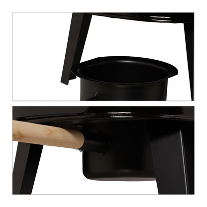 Relaxdays Goulash Cannon, enameled, goulash cauldron with lid, 14 liters, with grill grate, outdoor field kitchen, black/blue.