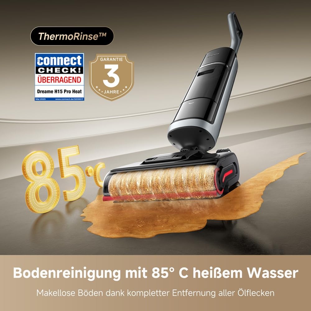 Dreame H15 Pro Heat wet and dry vacuum cleaner, 85°C water, GapFree AI robot arm, RGB detection, 22,000 Pa suction power, hair detangling, 100°C brush cleaning, 5min 90°C drying, app control.