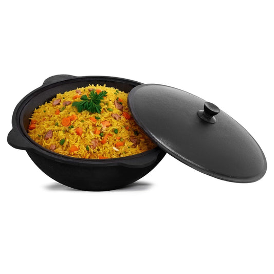 SET Utschak with draw-off pipe, 40cm + 12 liter cast iron Kazan SMOOTH INSIDE + 50cm skimmer - field kitchen, goulash kettle fire pot outdoor for Kazan Kasan 12L