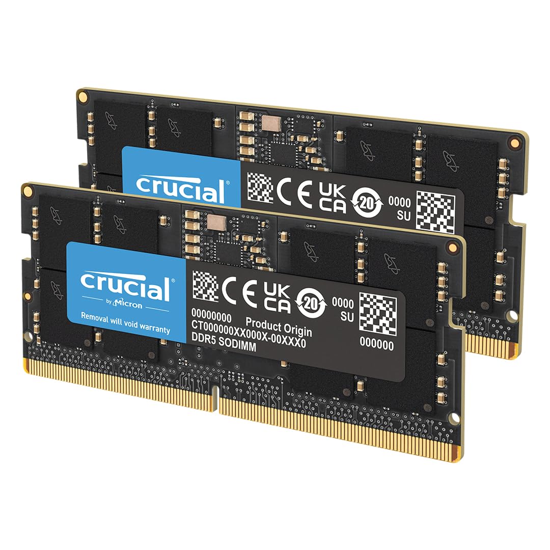 Crucial DDR5 RAM 32GB Kit (2x16GB) 5600MHz SODIMM, memory for laptop/notebook, mini PC (also 5200MHz / 4800MHz) CL46 - CT2K16G56C46S5
