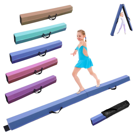 SportBob folding balance beam for kids, 300cm PU leather gymnastics beam for home use. Perfect for balance beam training, fitness, and gymnastics.