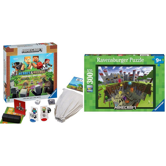 Ravensburger 20914 Minecraft game Heroes of The Village & Kids Puzzle 13334 - Minecraft Cutaway - 300 pcs XXL puzzle for kids ages 9+, Minecraft gifts