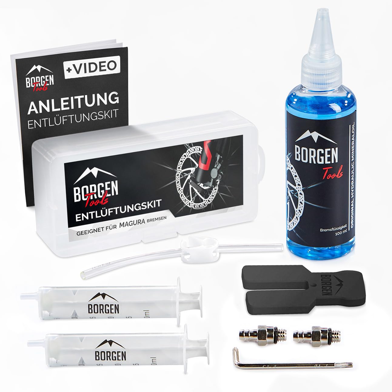 Borrow ventilation kit for Magura hydraulic disc brakes | Bike brake service kit | Bleeding set with step-by-step instructions for perfect bleeding of the bicycle brake.