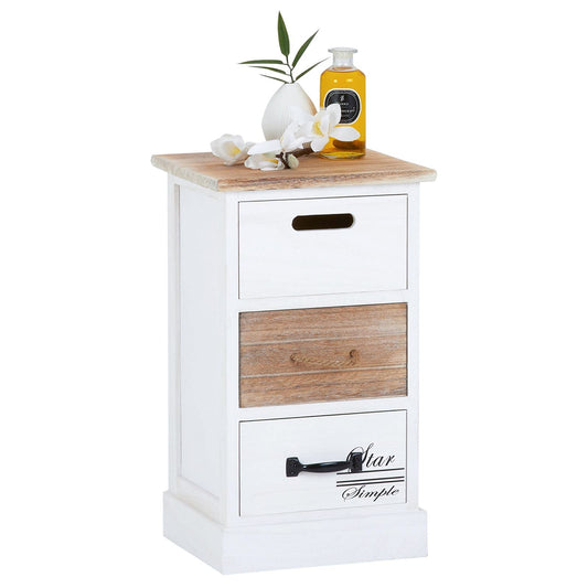 CARO-Möbel drawer cabinet Salva chest of drawers for box spring bed standing shelf storage shelf in white, shabby chic vintage look, 3 drawers