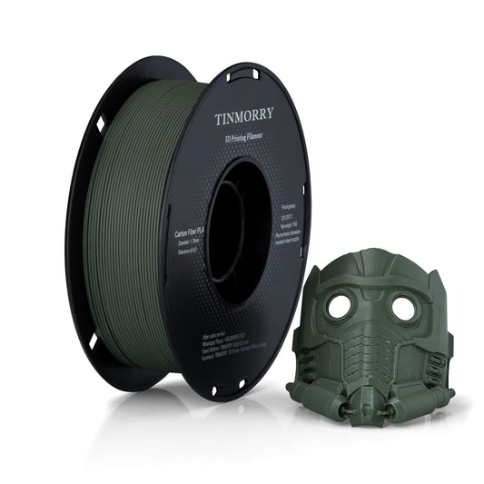 Carbon fiber PLA filament 1.75mm, TINMORRY PLA-CF 3D printing filament, Compatible with Bambu FDM 3D printers, 1 KG 1 spool, Gray-green