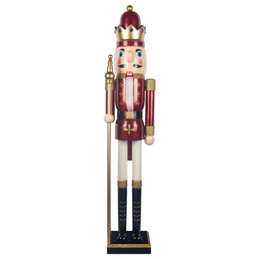 AI Store 120 cm Christmas Nutcracker Lifesize Large XXL Wooden Nutcracker Figure Christmas Decoration (Red King)