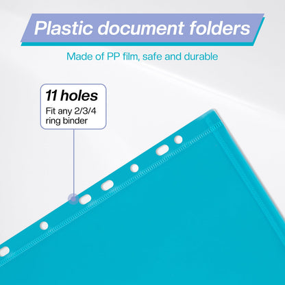 Sosayet A4 Document Bag - 48 Pack A4 Document Folder with 11 hole edge velcro closure and label pocket - Waterproof collecting folders for organizing documents (6 colors)