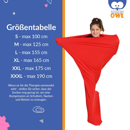 Sensory Owl Full Body Sock Sensory Kids and Adults Full Body Wrap Stress Relief Autism ADHD Aid L 155 cm Red