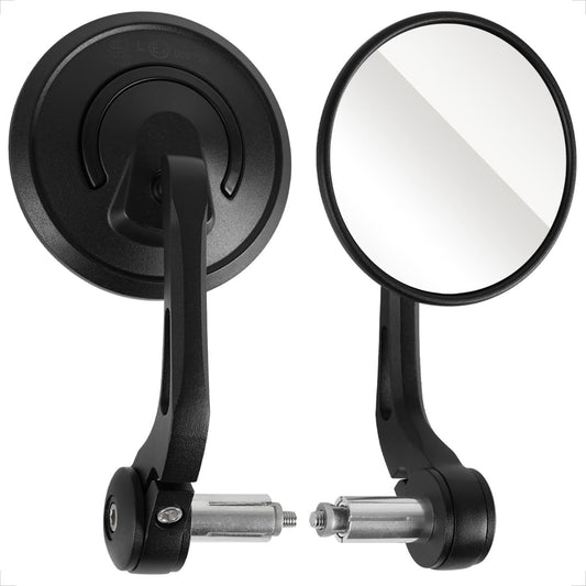 Evermotor Aluminum Alloy Bar End Mirror E-approved, 360° Rotatable Motorcycle Mirror, 7/8" 22mm Round Motorcycle Mirror compatible with scooter, roller, ATV (2 pieces)
