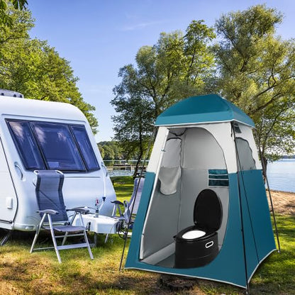 Bonnlo Portable Camping Toilet, Removable Inner Bucket Mobile Toilet with Seat, Lid, and Toilet Paper Holder, for Camping (Black)