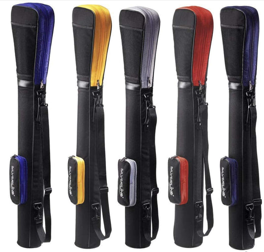 Golf bag/pencil bag/travel bag/range bag/pistol bag/carry bag with integrated protective cover and external pocket in color: black - red.