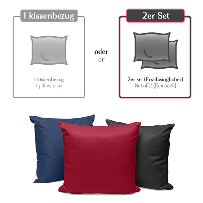 Alreya 2-pack Mako Satin pillowcase 50 x 75 cm - 100% cotton with YKK zipper, super soft pillowcase 50x75, cushion cover, Oeko-TEX® Standard certified, Blue, pillowcase only
