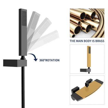 HOMELODY Black Bathtub Faucet Waterfall Faucet Tub Mixer with Shower Tub Faucet...