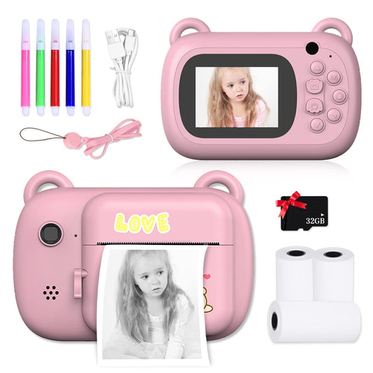 SUPBRO Kids Camera, Children's Camera, Digital Kids Cameras with 2.4-Inch Screen 1080P HD Camera Instant Print Camera for Kids 3-10 Years Old Birthday Christmas (Rabbit)