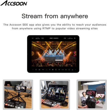 Accsoon SeeMo video monitor handset camera HDMI to iOS video capture adapter for iPhone and iPad FHD 1920*1080P 60FPS real-time streaming recording preview, iOS 12.0 or higher (White)