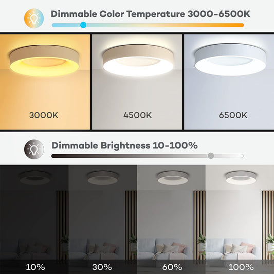 Matane LED ceiling light with RGB color changing, dimmable ceiling lamp with remote control, 24W bulbs 3000K-6500K for youth room living room bedroom children's room bathroom kitchen Round 28cm