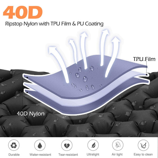 Camping Outdoor Ultralight Camping Mat Inflatable, Waterproof Foldable Air Mattress, Small Packed Camping Mat Sleeping Pads for Camping Hiking Sports Travel Backpacking