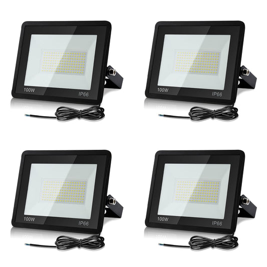 Lospitch 4x100W LED Floodlights Outdoor, 3000K Warm White Super Bright LED Floodlight, 8500LM Outdoor Floodlight IP66 Waterproof Aluminum Spotlight Light for Garden, Garage, Yard, or Hotel
