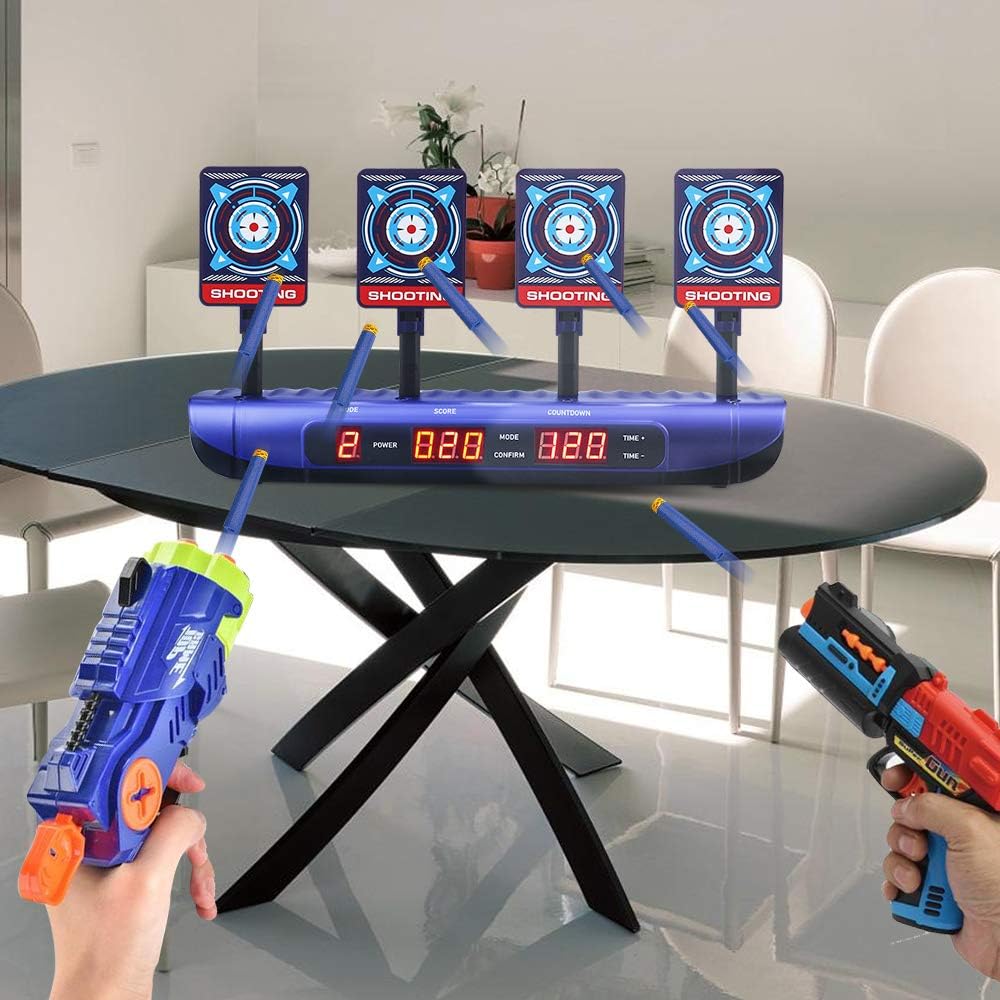 Dreamy Cubby Target for Nerf Gun, Foam Blaster Sets, 4 Game Modes & 4 Targets Electronic Scoring Automatic Reset Digital Toy for 6 7 8 9 10 Year Old Kids Easter Gift