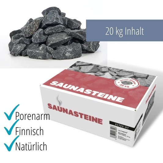 ULTINESS - Sauna stones 20 kg OLIVINE DIABASE Finnish infusion stones Steam stones for sauna stove Electric stove Wood stove Sauna accessories