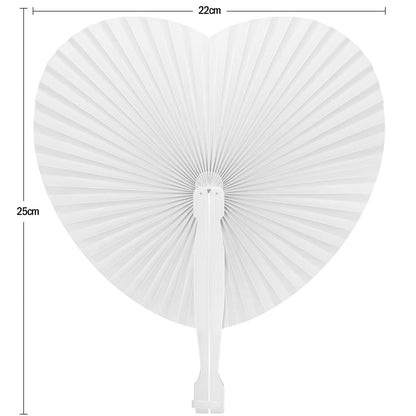 72 Pieces Fans Wedding Heart Hand Fans White Wedding Guests Gift Wedding Decoration Wedding Favors Paper Fans for Wedding