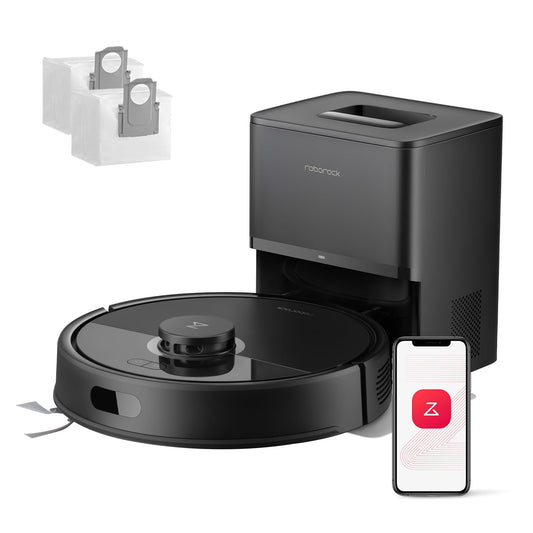 roborock Q7 L5+ set robot vacuum with automatic dust disposal, dual anti-tangle system, 8,000 Pa suction power, electronic water tank, LiDAR navigation, ideal for carpets and pet hair (black)