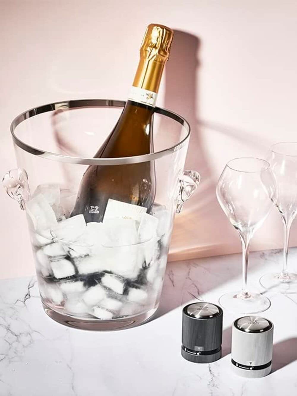 PEUGEOT - Line - Champagne stopper - For airtight sealing and preserving opened sparkling wine bottles - 5 year warranty - Wine gift - Aluminum color