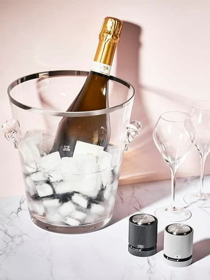 PEUGEOT - Line - Champagne stopper - For airtight sealing and preserving opened sparkling wine bottles - 5 year warranty - Wine gift - Aluminum color