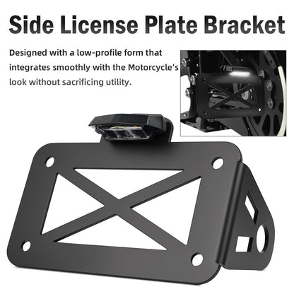 Baceyong motorcycle license plate light bracket, motorcycle side-mount LED taillight license plate holder. Fits motorcycles, sports bikes, cruisers, etc.
