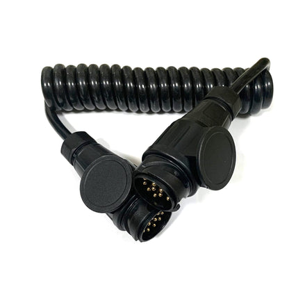 JVJ coiled cable 13-pin trailer extension cable plug 3M 13-13 pin 13-pin to 13-pin trailer cable adapter for cars RV motorhome tractor camper vehicle caravan