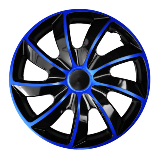 Luckyberg 15 inch Wheel Covers for quad bikes | Set of 4 hubcaps suitable for most car brands and steel wheels, available in various colors. Wheel covers for car rims. (15" - BLUE/BLACK)