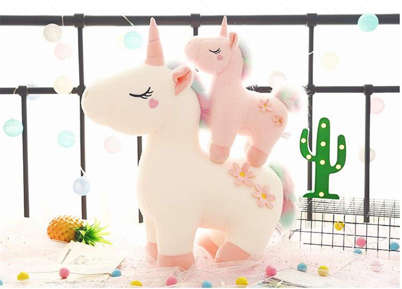 RAILONCH Plush Rainbow Unicorn, Stuffed Animal Plush Toy Cuddly Teen Heart Doll Gift