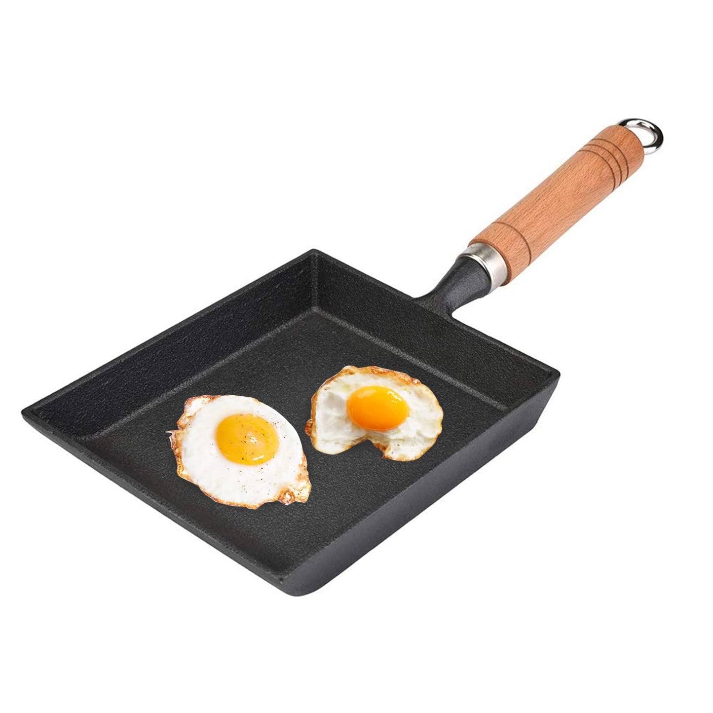 Pokerty Tamagoyaki Pan, Mini Iron Omelette Pan with Anti-heat Wood Handle for Tamagoyaki Omelette Pancakes