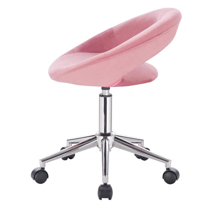 WOLTU BS100rs 1x work stool office stool swivel stool desk chair office chair cosmetic stool with wheels height adjustable, velvet, pink
