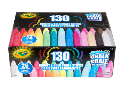 Crayola Washable Outdoor Chalk Collection (130 ct), Bulk Anti-Roll Chalk Sticks for Kids, Classroom Niche Toys, Outdoor Toys and Activities for Kids
