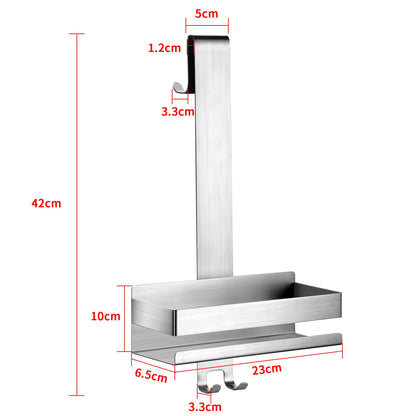 Cooeco hanging shower caddy - stainless steel shower basket for hanging on glass shower screen without drilling. Shower shelf shampoo holder with hooks for frameless glass door shower wall. No drilling required.