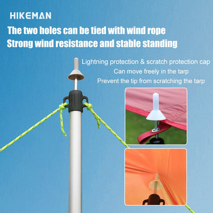 Tent poles, camping poles for tarps, awnings, canopies, porches, sun sails. Headroom, aluminum, adjustable telescopic, 90-230 cm (Silver).