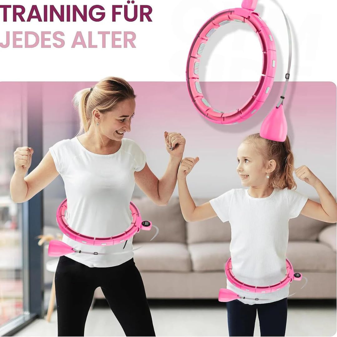 Gymside Hoopside Pro Original - Quiet Smart Hula Hoop, Won't Fall down, suitable for beginners, Hula Hoop for weight loss and getting fit, with massage knobs, 18 removable links (Pink)