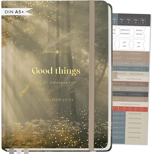 Life Compass Teacher Planner 2025 2026 DIN A5+ "Bliss" Hardcover school planner for lesson preparation - ideal planner for teachers