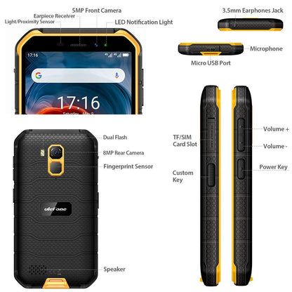 Ulefone Armor X7 PRO (2020), Android 10 Outdoor Smartphone Unlocked, Quad-Core 4GB+32GB, IP68 Rugged Phone 13 MP Underwater Photography, 4000mAh Battery, NFC/DUAL SIM/Face Unlock Orange