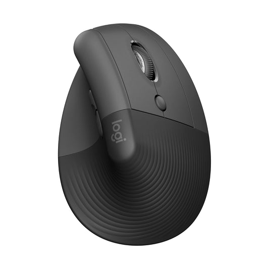 Logitech Lift Vertical Ergonomic Mouse, Wireless, Bluetooth or Logi Bolt USB receiver, Silent clicks, 4 buttons, Compatible with Windows/macOS/iPadOS, Laptop, PC - Graphite