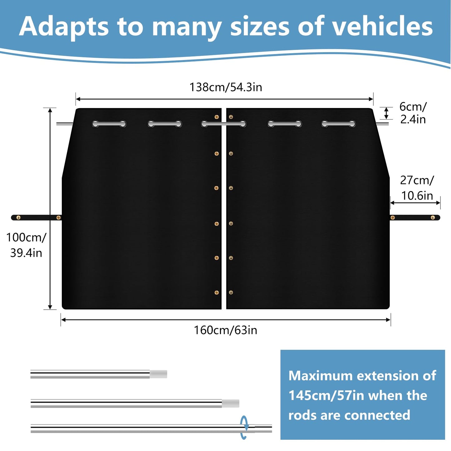ZATOOTO Car Curtains Privacy Curtains Inside, Thicker Suede Fabric Car Window Curtain for Travel Camping Sleeping, Blackout Car Window Sunshade for Most Vans 160*100cm