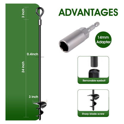 24 inch trampoline ground anchor set of 4, heavy duty trampoline anchor kit for tent, canopy, shed, carport, etc. Trampoline anchor kit for strong wind.