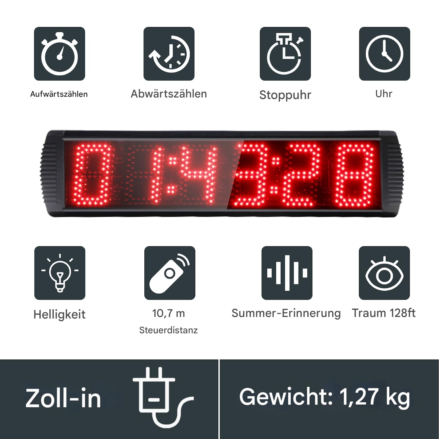 LED stopwatch for competitions, 5-inch 6-digit sports stopwatch with tripod, countdown/up, gym timer clock countdown timer with remote control.